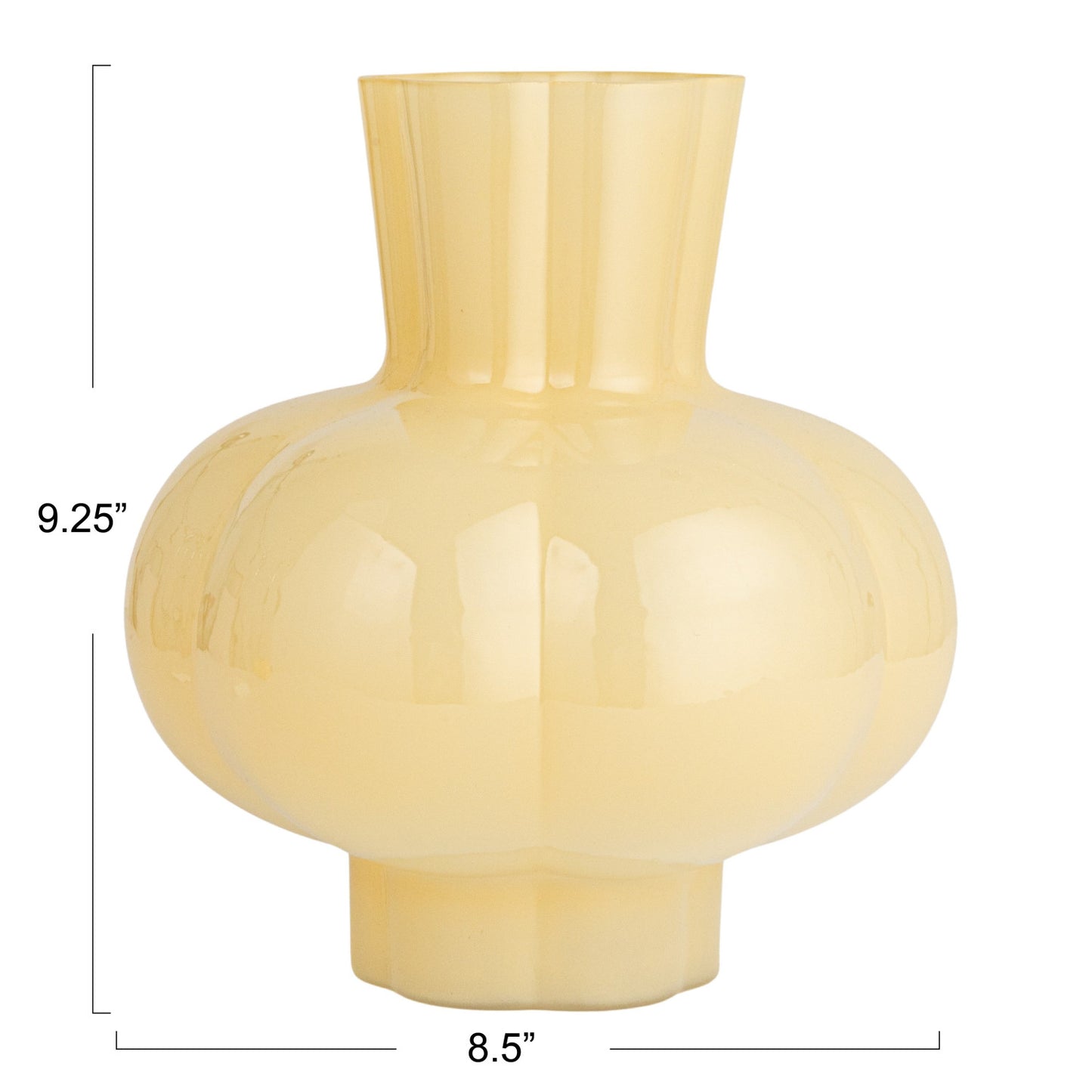 Opaque Yellow Pleated Vase