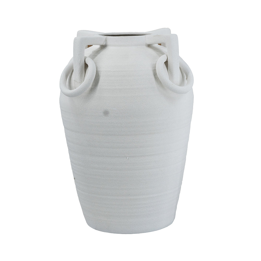 Roman Ring Terracotta White Vase