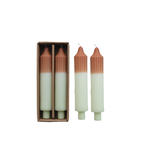 Two Tone Pleated Taper Candle Set