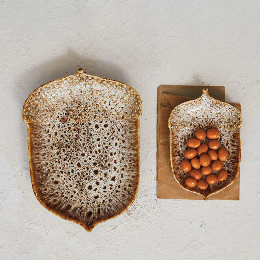 Stoneware Acorn Dish