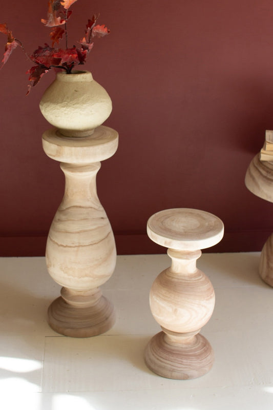 Turned Natural Wood Pedestals