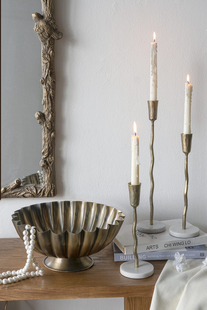Bronze Large Scalloped Pedestal Bowl