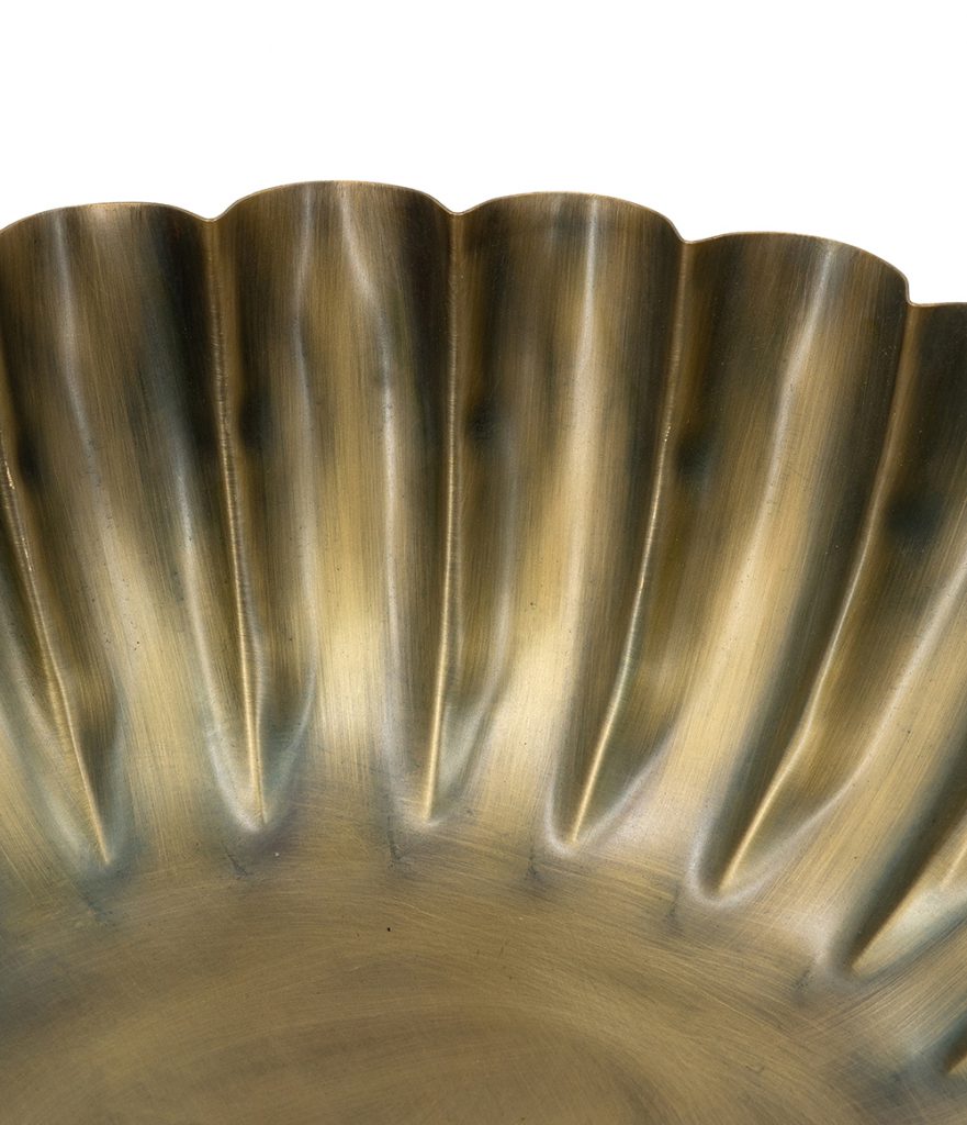 Bronze Large Scalloped Pedestal Bowl