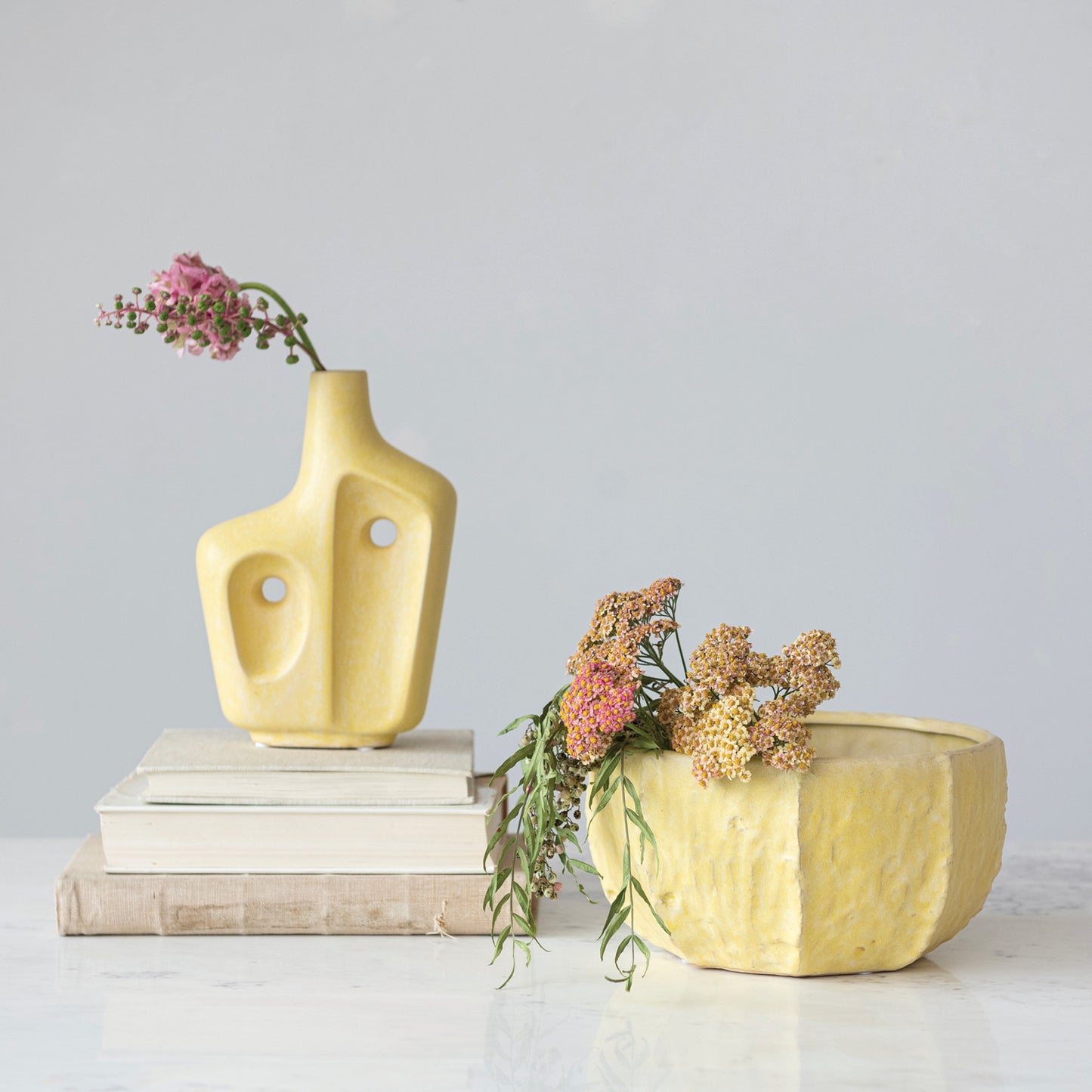 Matte Yellow Stoneware Planter