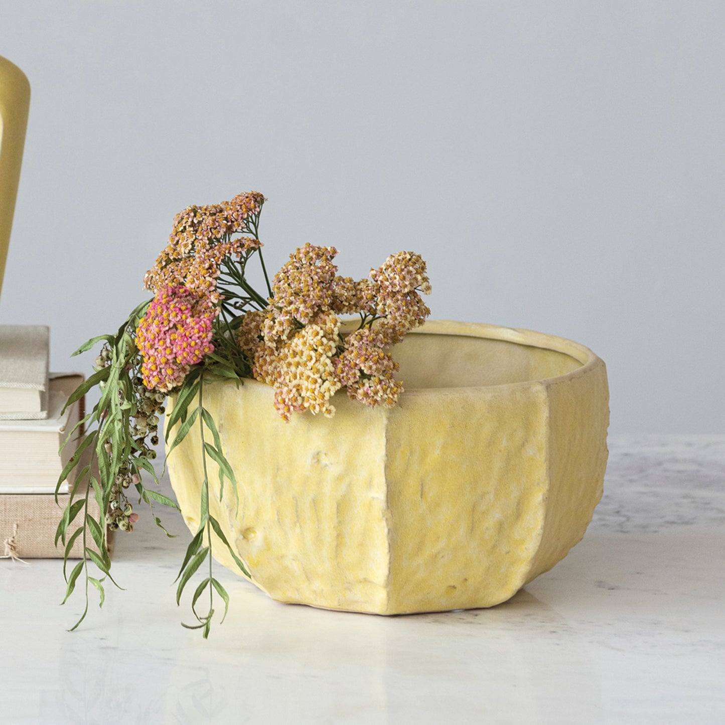 Matte Yellow Stoneware Planter