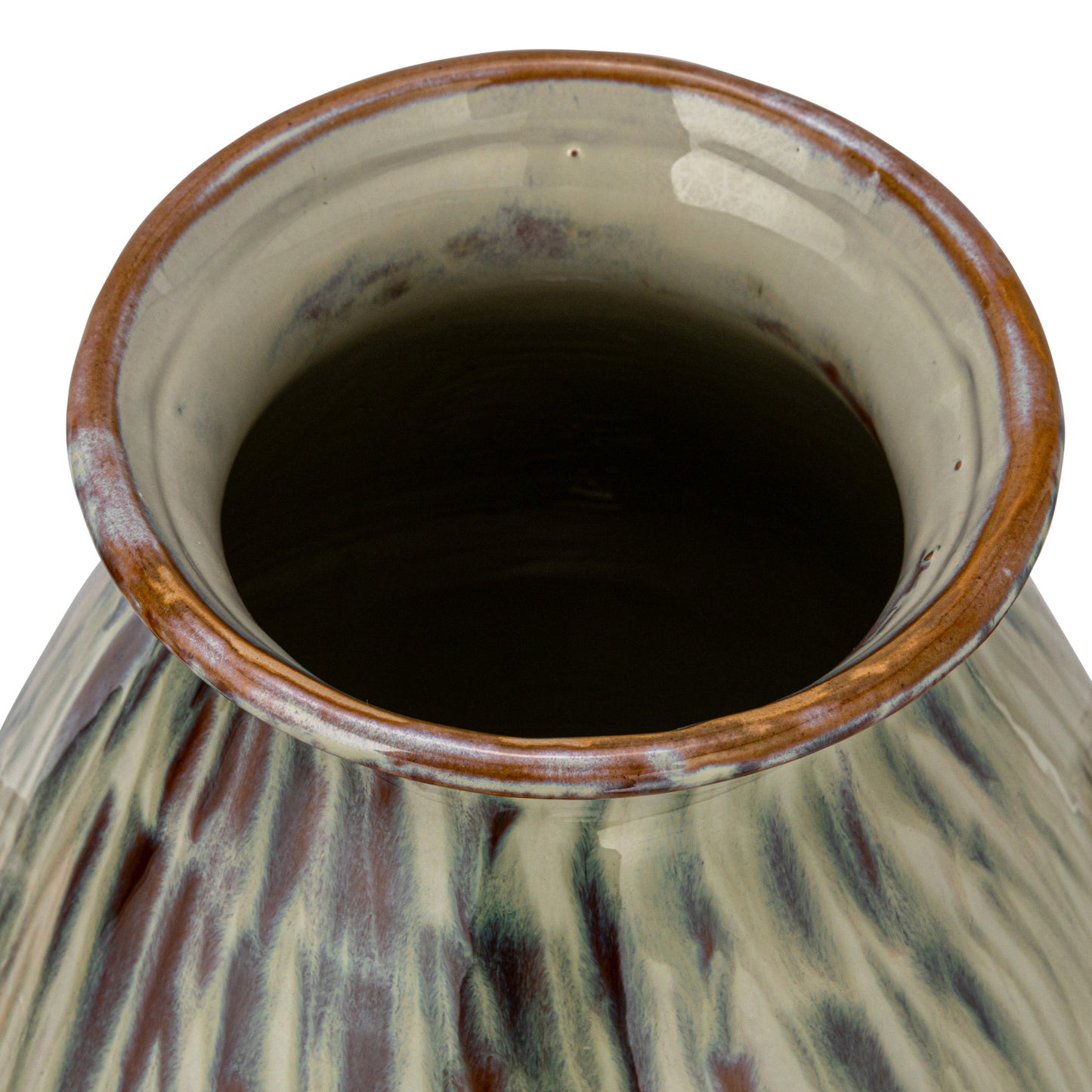 Olive Hand Painted Vase with Handles