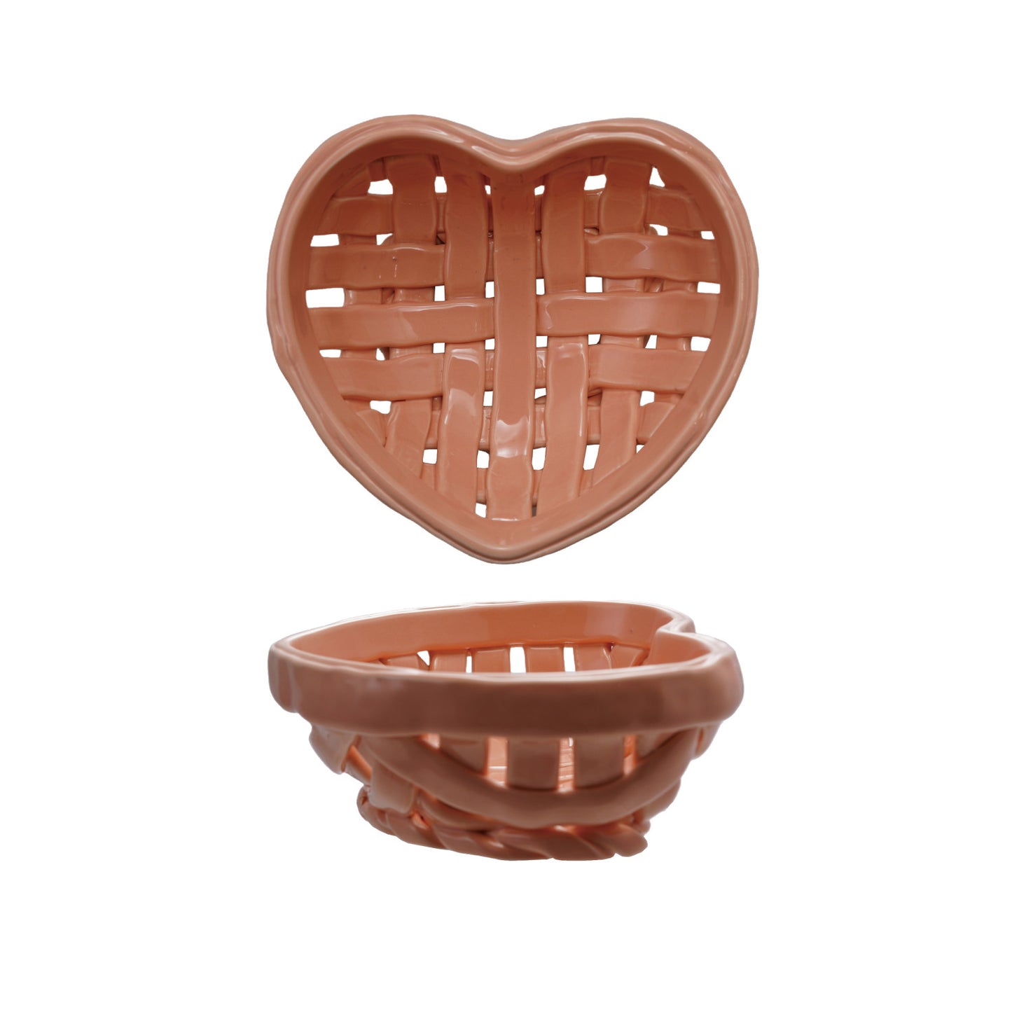 Happy Heart Stoneware Basket