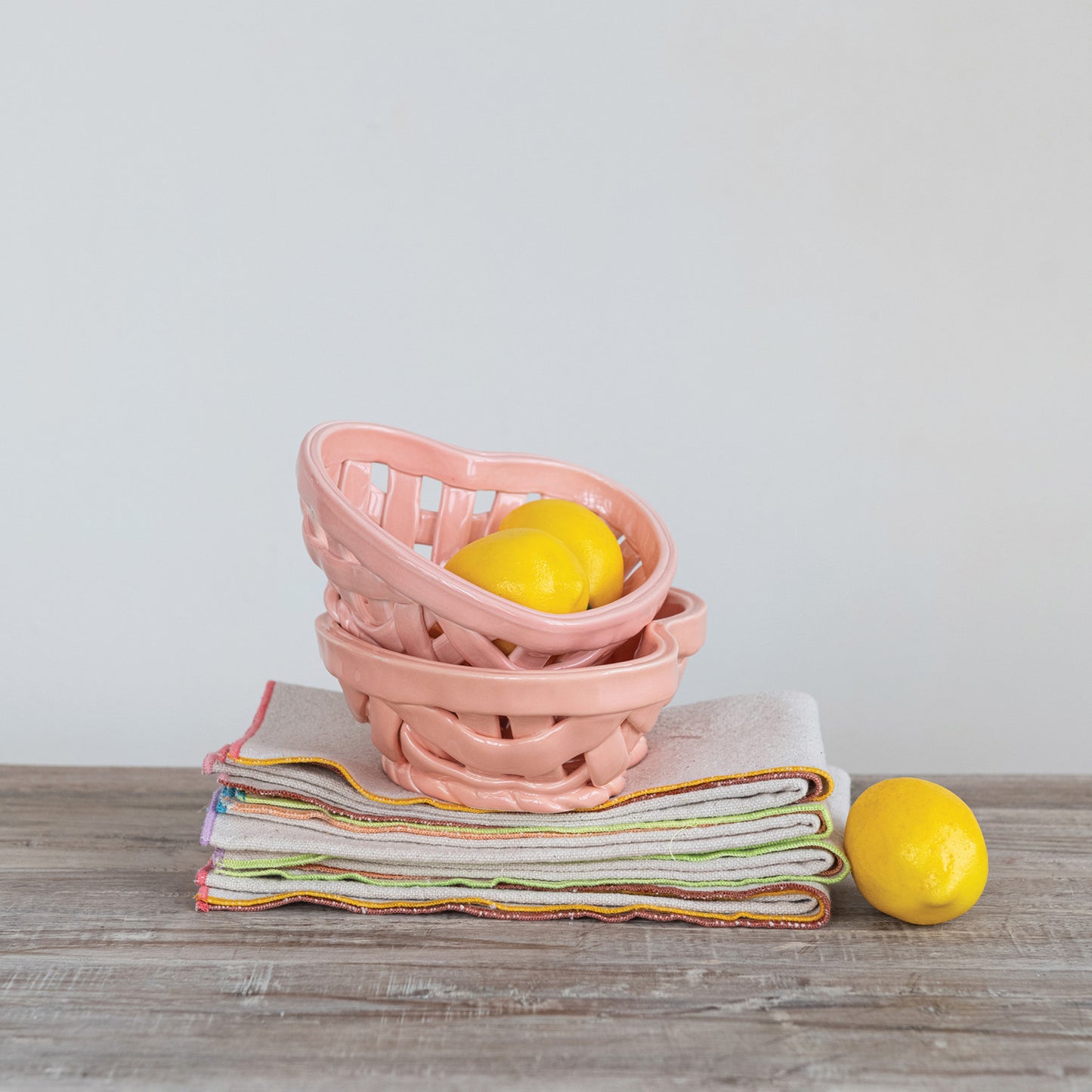 Happy Heart Stoneware Basket