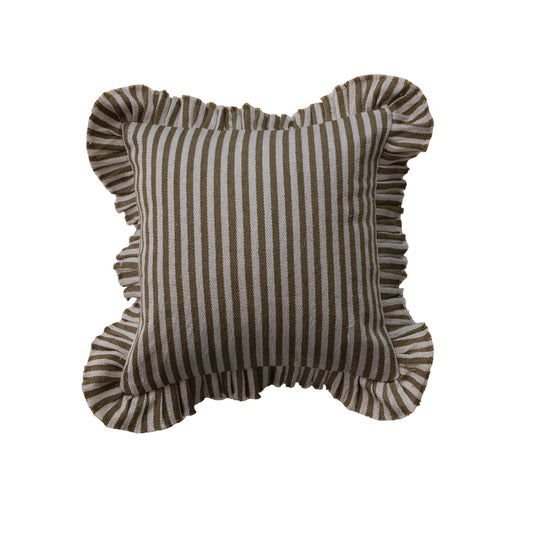 Neutral Stripe Ruffle Pillow