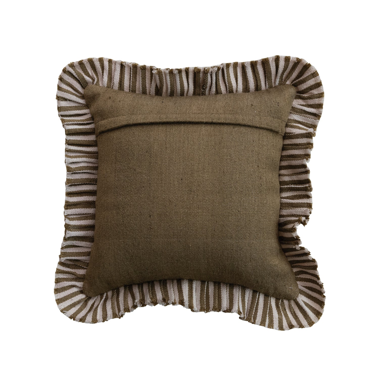 Neutral Stripe Ruffle Pillow