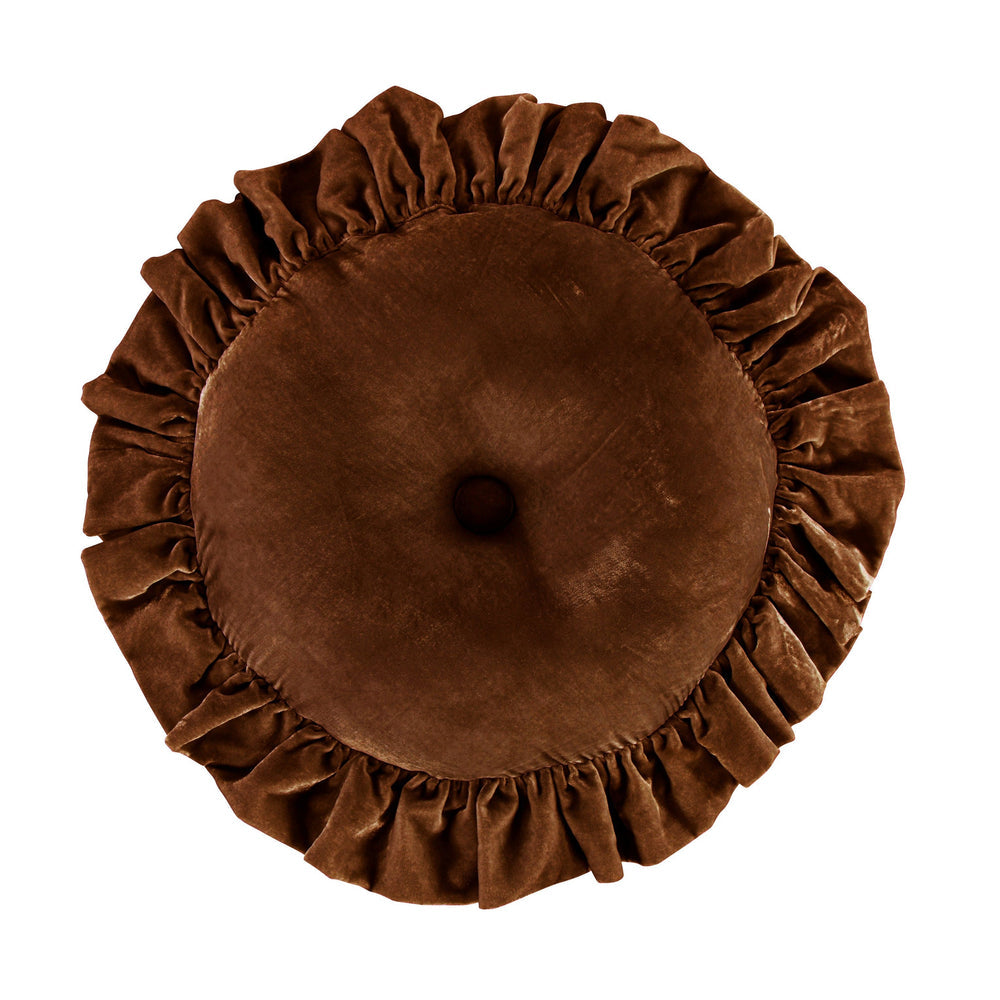 Velvet Ruffled Round Pillow