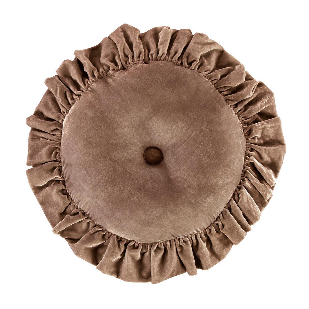 Velvet Ruffled Round Pillow