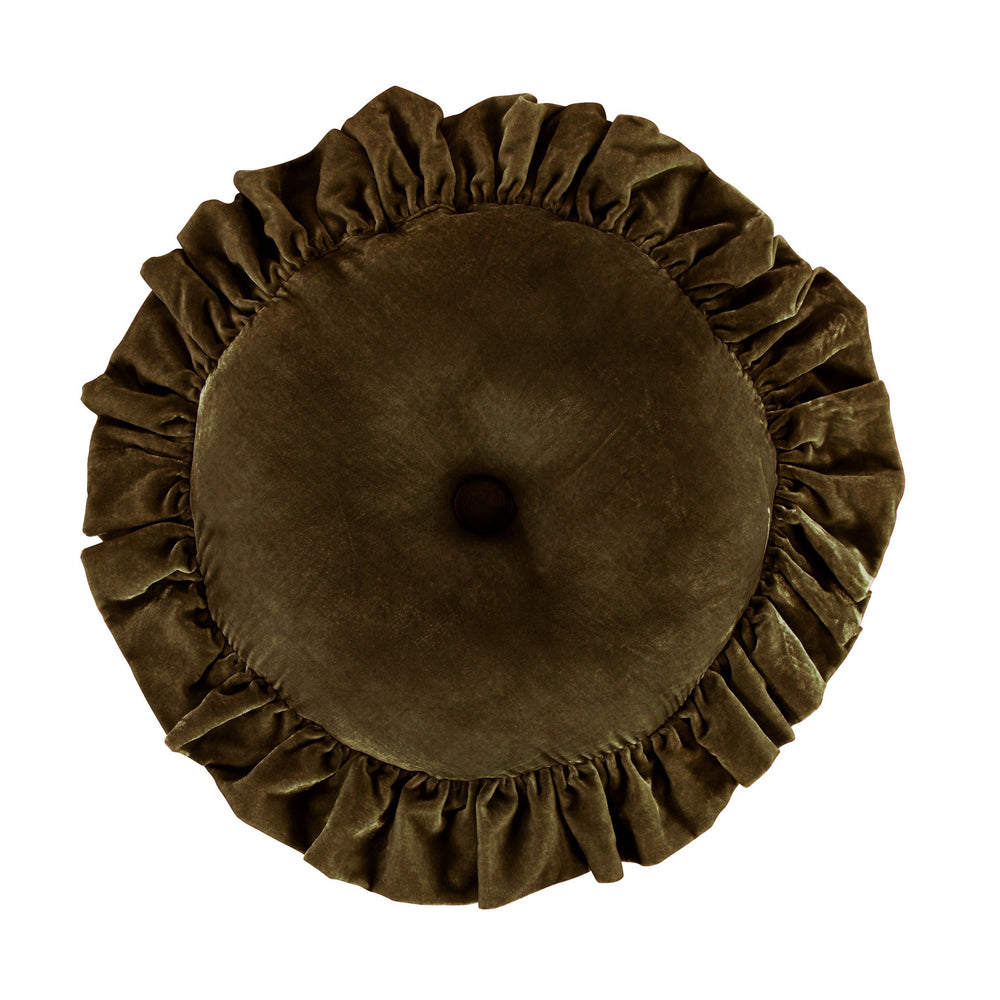 Velvet Ruffled Round Pillow