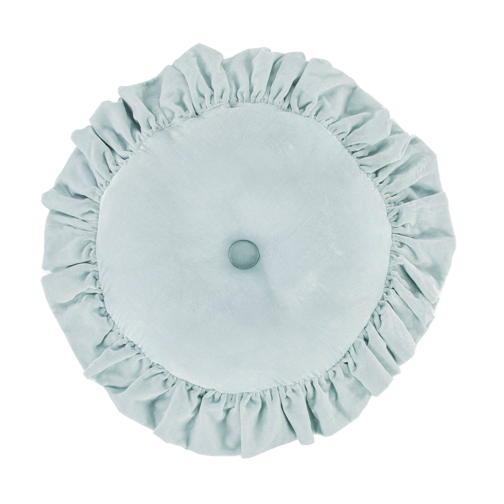 Velvet Ruffled Round Pillow