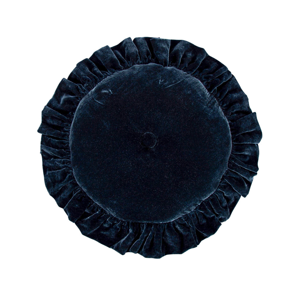 Velvet Ruffled Round Pillow