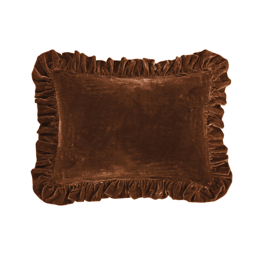 Velvet Oblong Ruffled Pillow