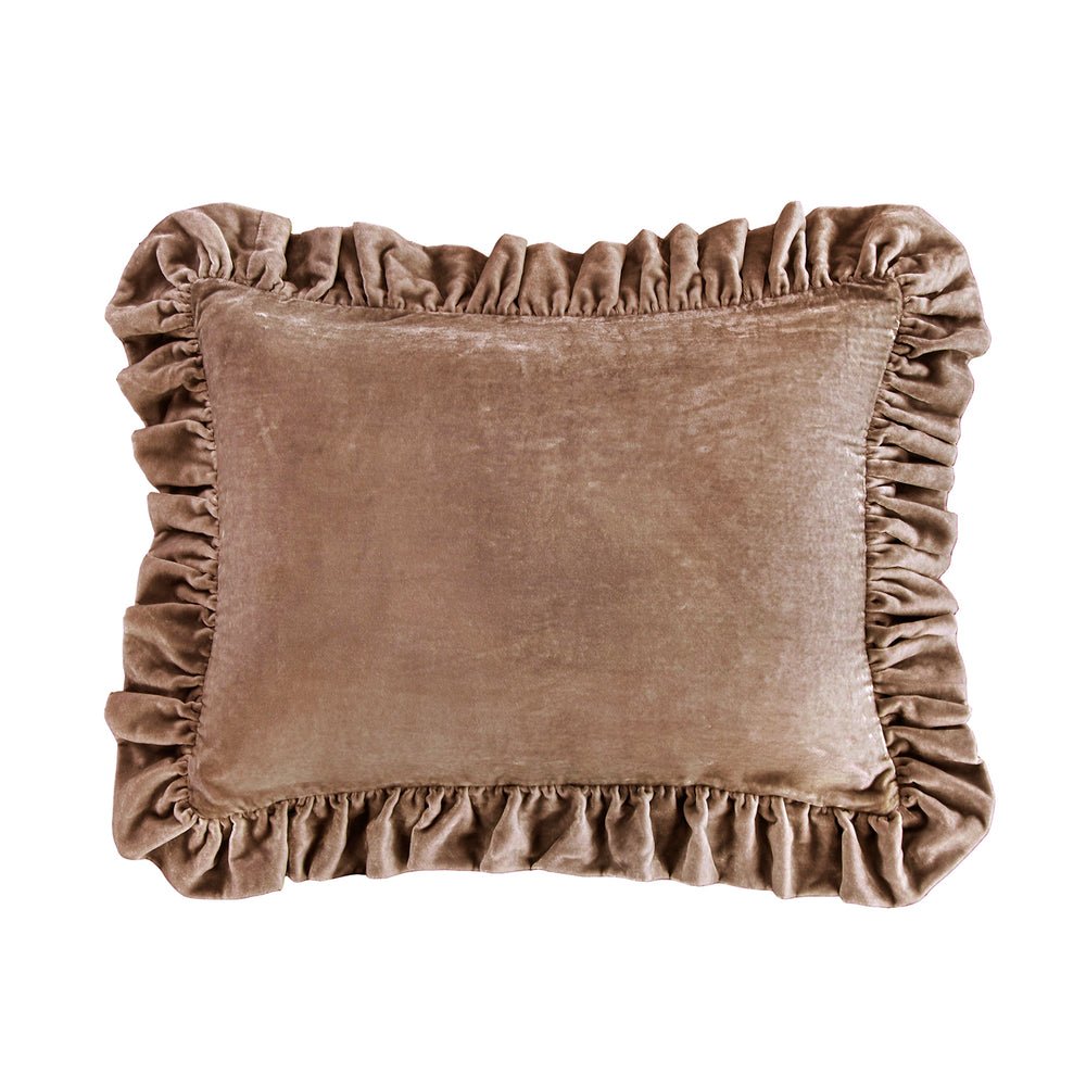 Velvet Oblong Ruffled Pillow