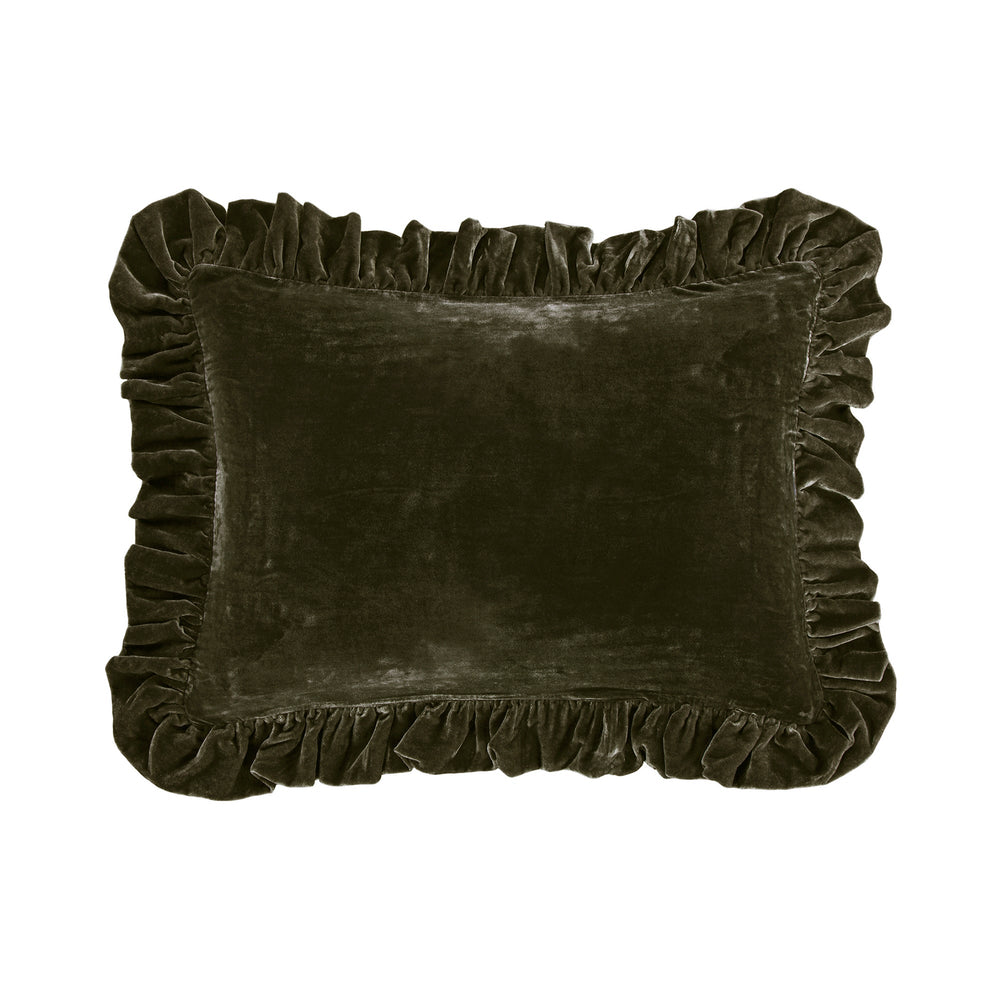 Velvet Oblong Ruffled Pillow