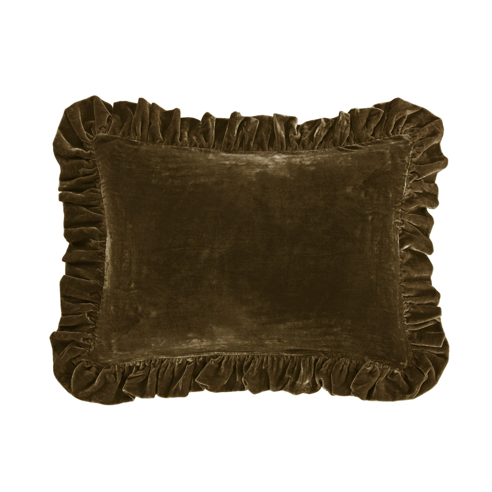 Velvet Oblong Ruffled Pillow