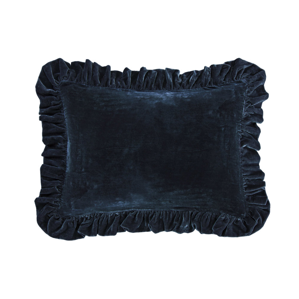 Velvet Oblong Ruffled Pillow