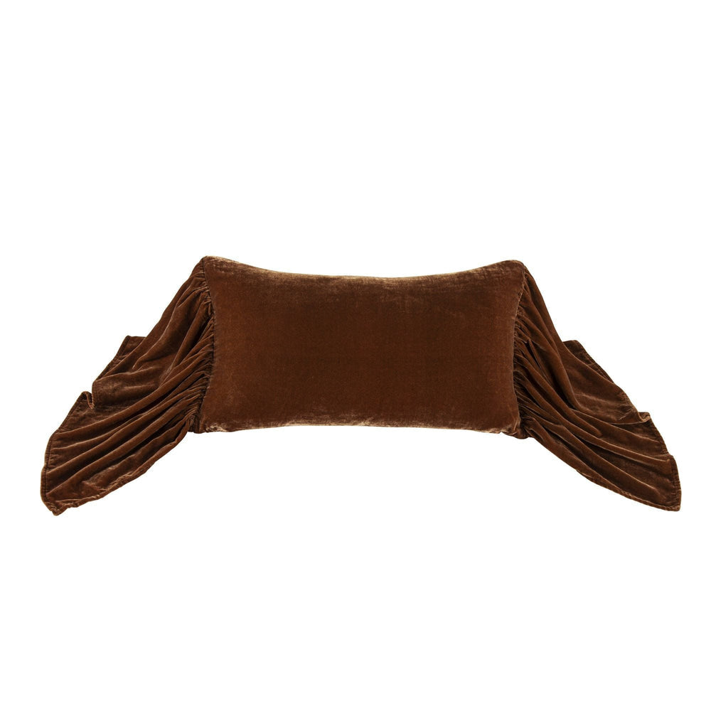 Velvet Long Ruffled Lumbar Pillow