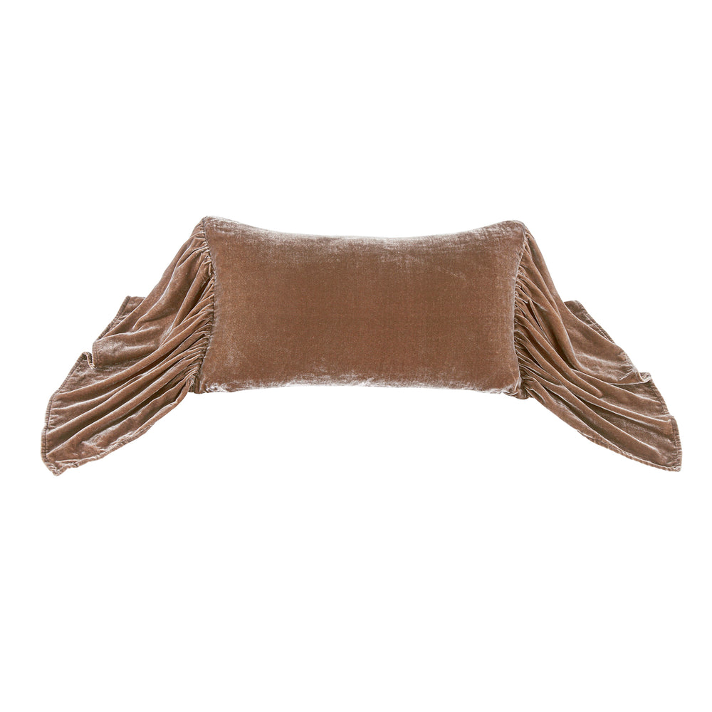 Velvet Long Ruffled Lumbar Pillow