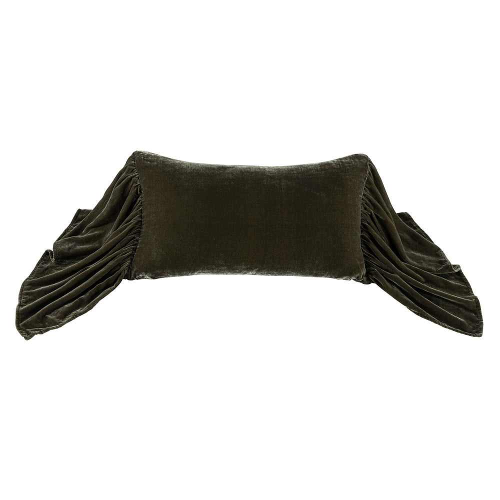 Velvet Long Ruffled Lumbar Pillow