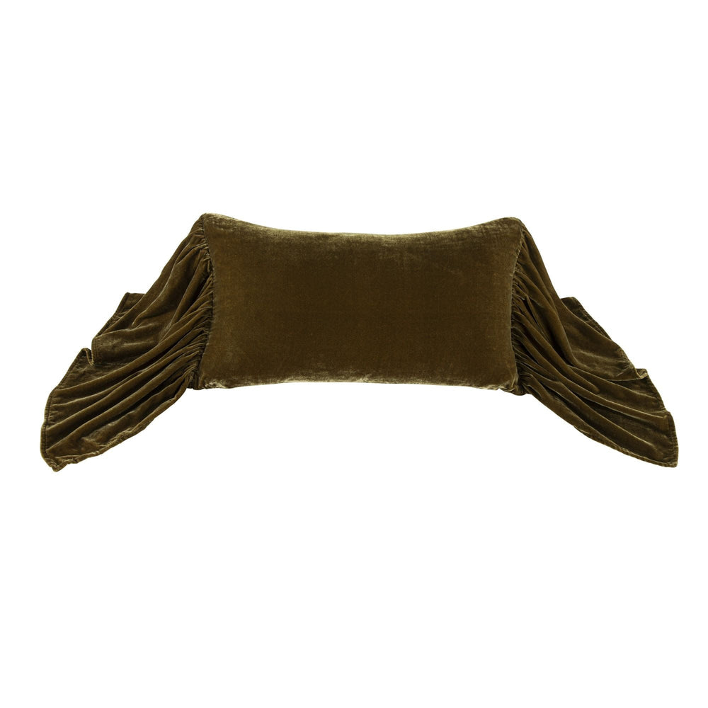 Velvet Long Ruffled Lumbar Pillow