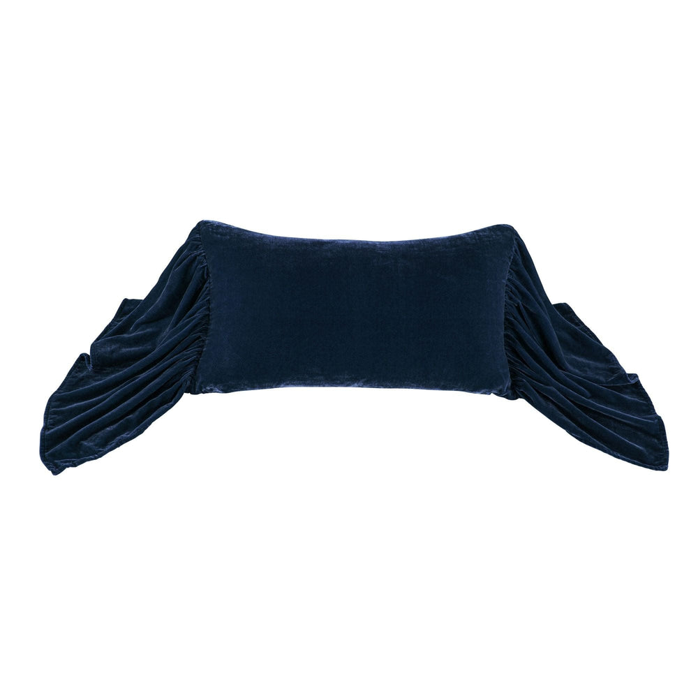 Velvet Long Ruffled Lumbar Pillow