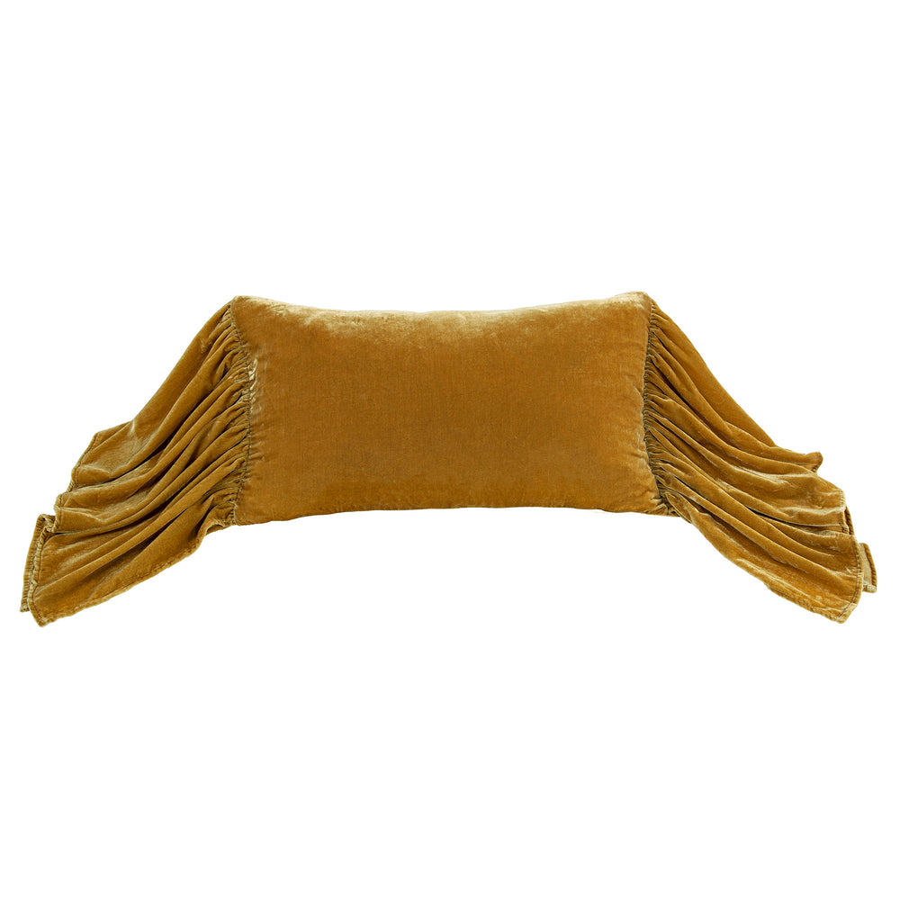 Velvet Long Ruffled Lumbar Pillow