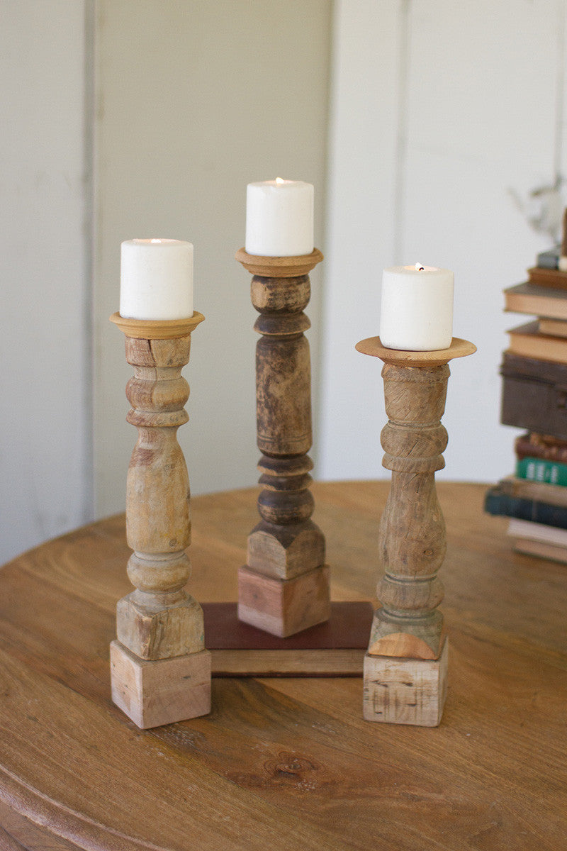 Assorted Wooden Reclaimed Banister Candle Stands