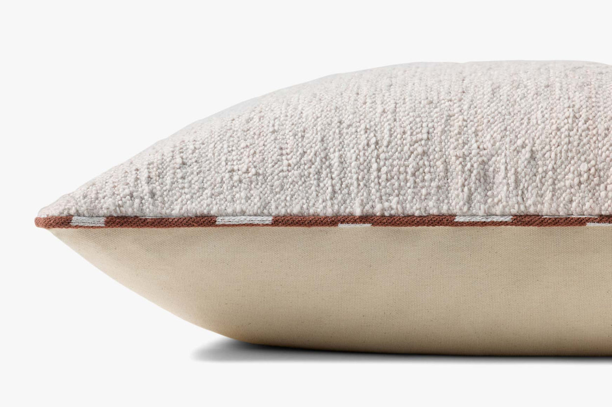 White Pillow with Chestnut Piping