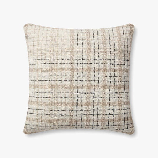 Beige and Black Plaid Pillow