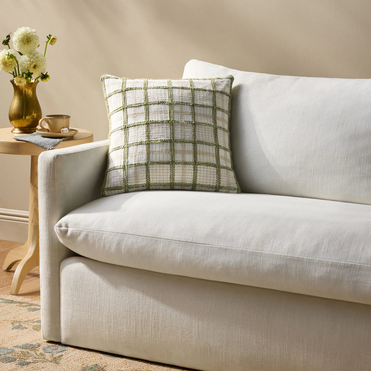 Norman Ivory Green Pillow