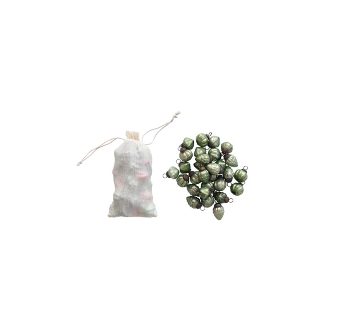 Mini Mercury Glass Ornaments in Muslin Bag