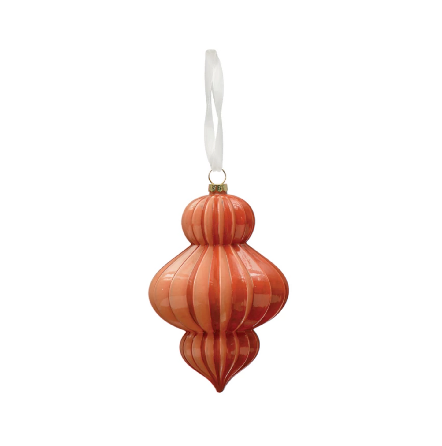 Coral Pleated Finial Ornament