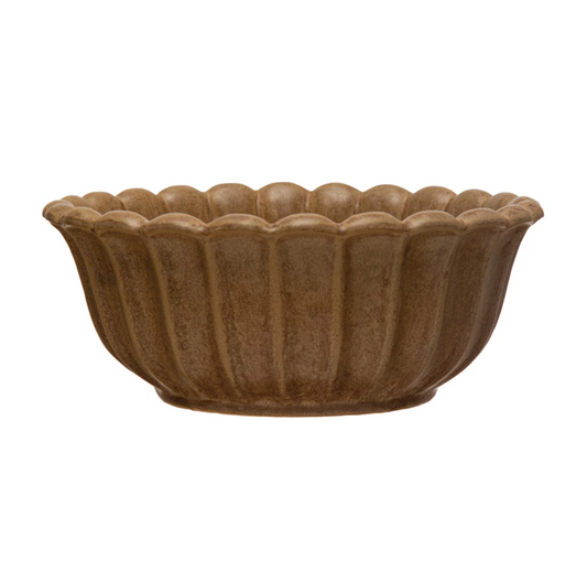 Butterscotch Stoneware Fluted Bowl