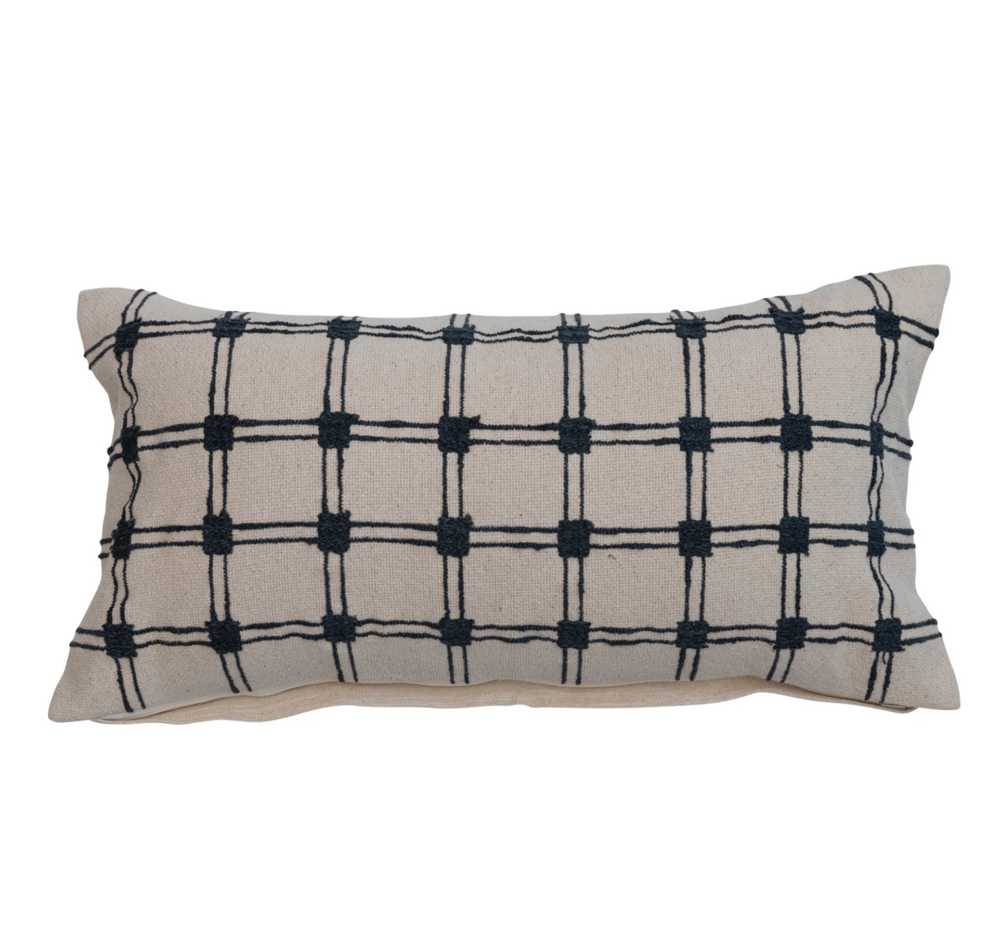 Navy Grid Lumbar Pillow