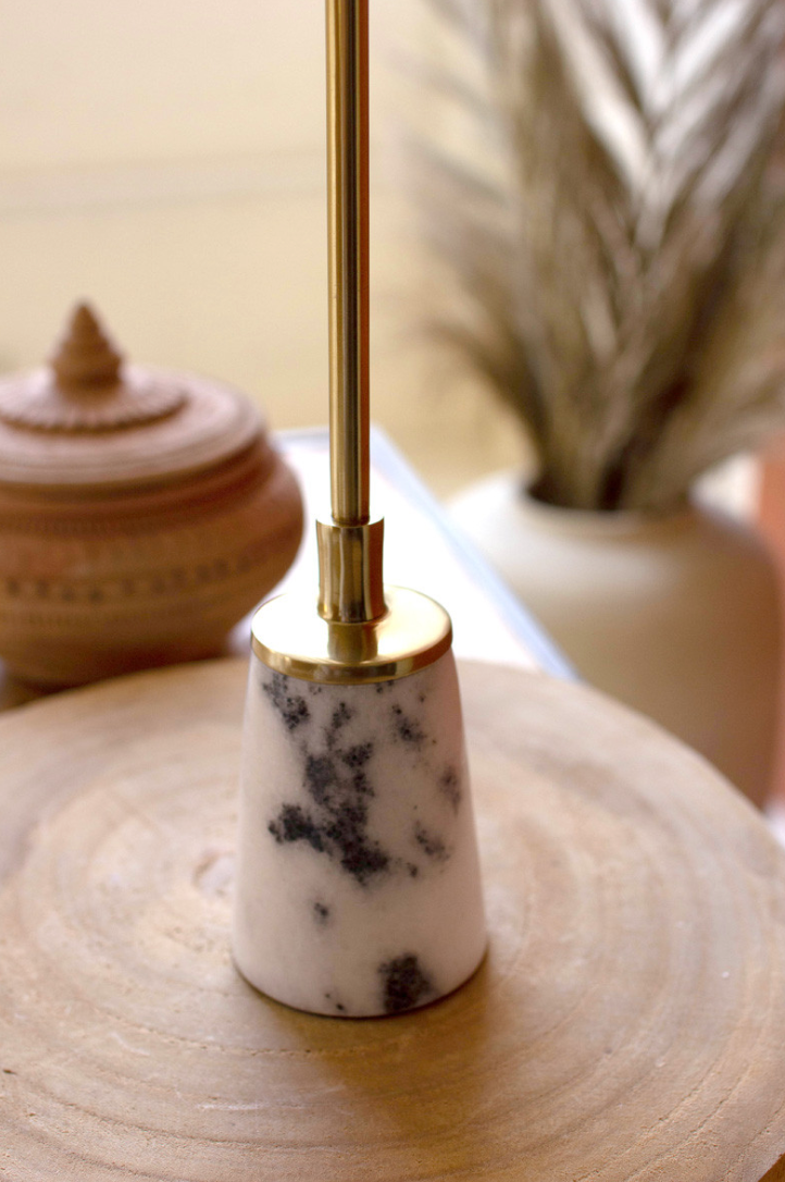 Brass Pillar Candle Holders with Marble Bases Set