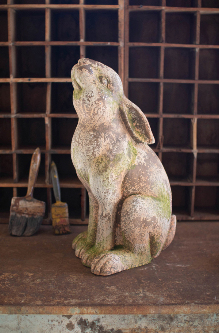 Faux Concrete Rabbit with Head Up