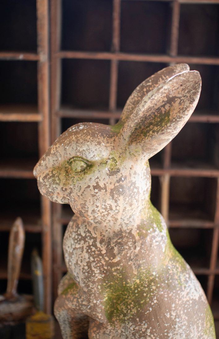 Faux Concrete Rabbit with Head Forward