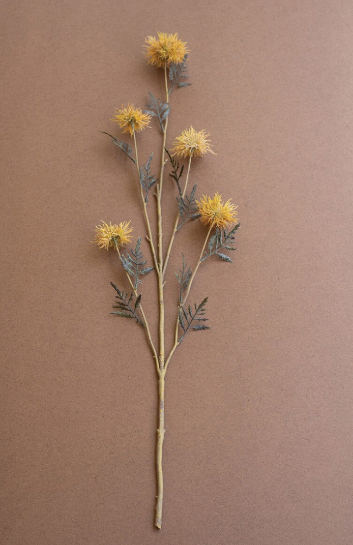 Faux Yellow Thistle Spray