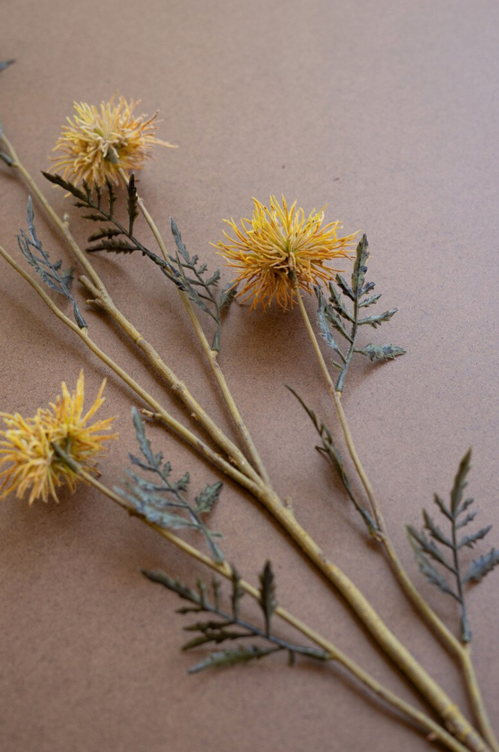 Faux Yellow Thistle Spray