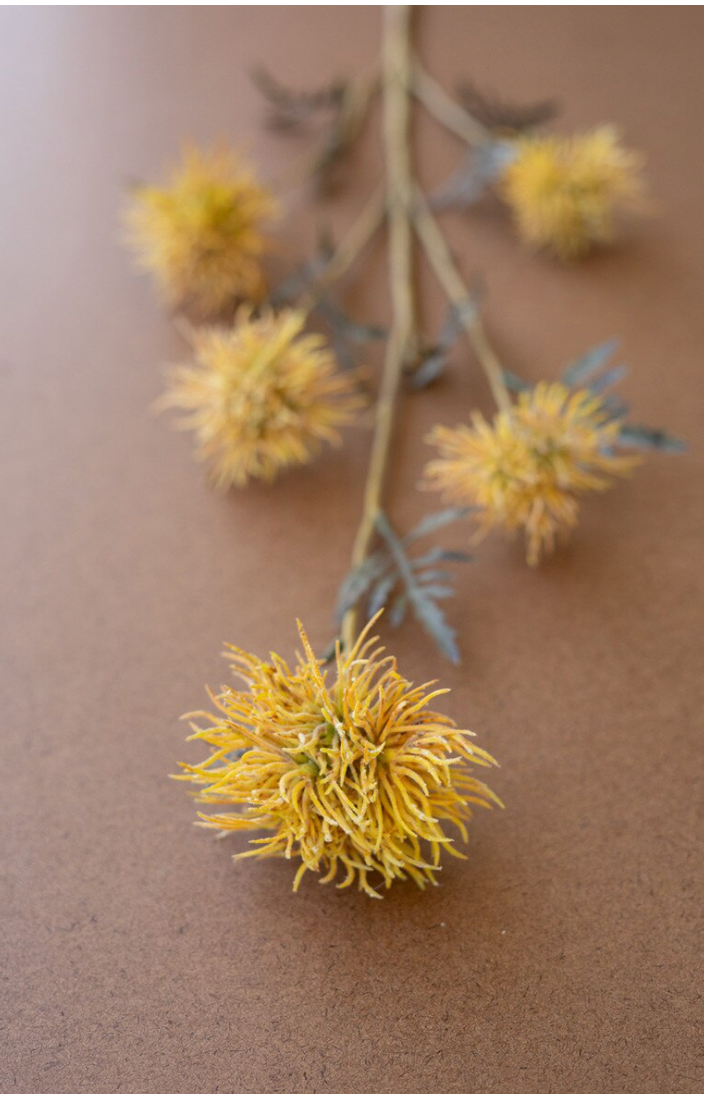 Faux Yellow Thistle Spray