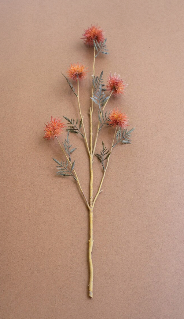 Faux Orange Thistle Spray