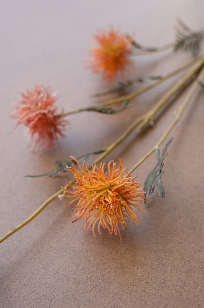 Faux Orange Thistle Spray