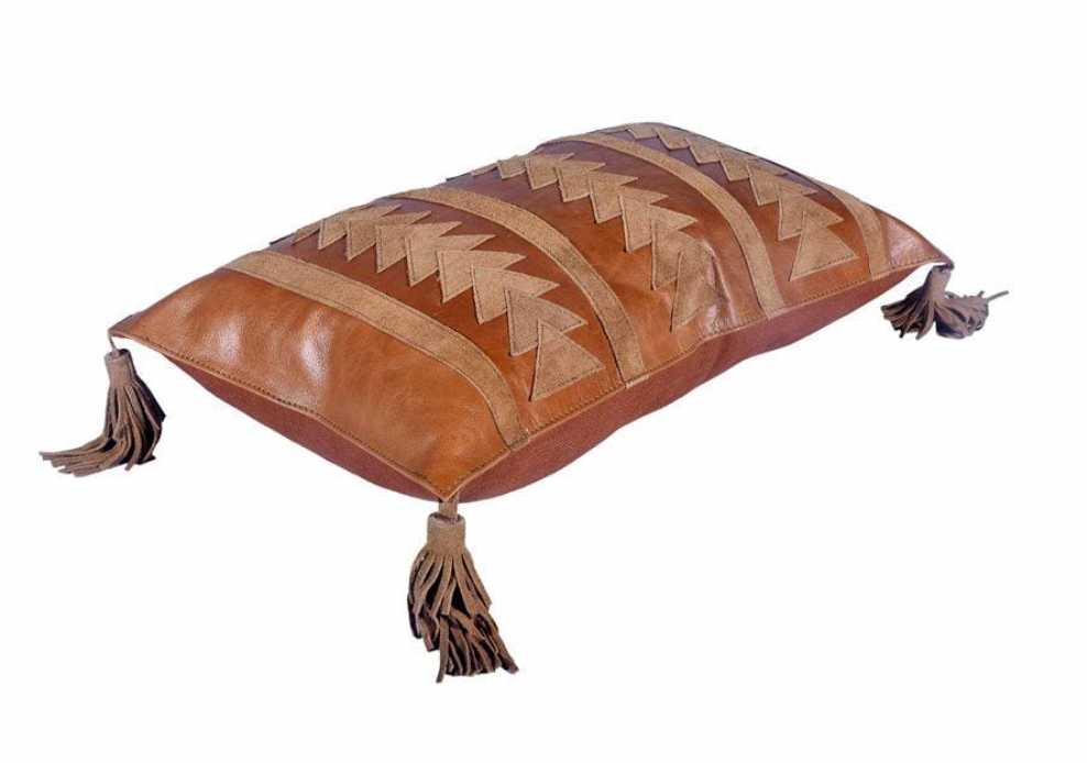 Leather Arrow Tasseled Lumbar Pillow