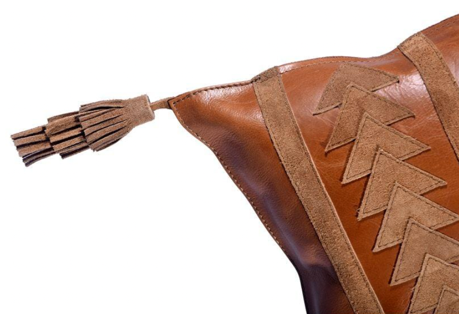 Leather Arrow Tasseled Lumbar Pillow