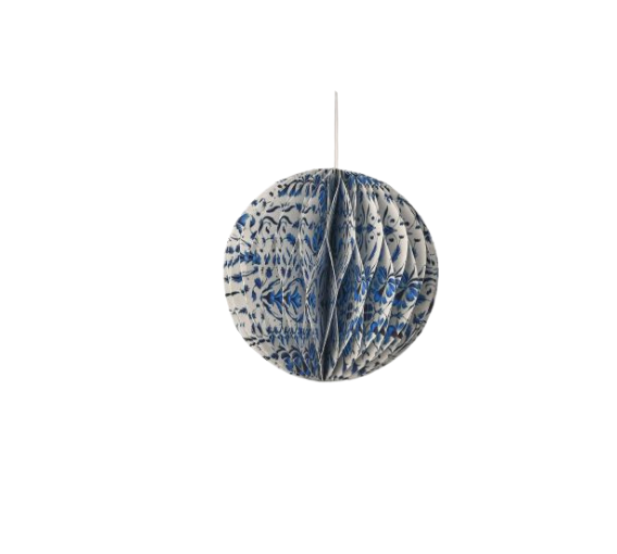 Blue Toile Honeycomb Ornaments