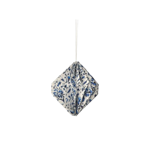 Blue Toile Honeycomb Ornaments